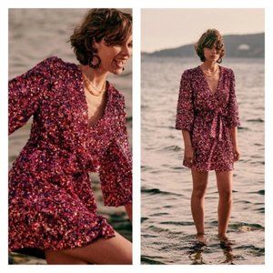 Sezane Adelina Sequin Purple Dress Size 36